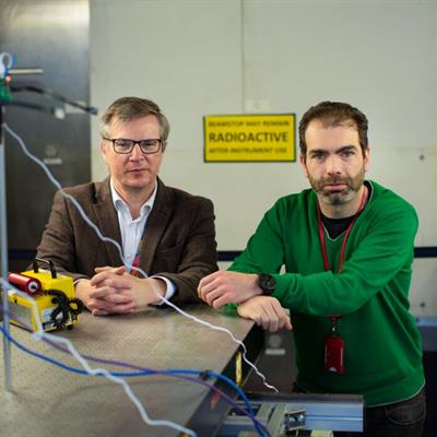 Dr Chris Frost (left) and Prof Paolo Rech (right) at the ChipIr instrument.