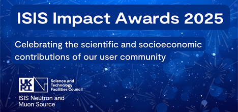 A dark blue starry background with the text ISIS Impact Awards 2025. Celebrating the scientific and socioeconomic contributions 