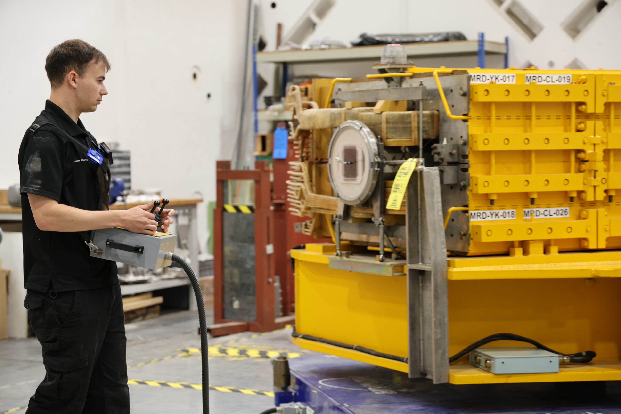 Chris Young steering the dipole on the hovercraft.