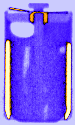 Time resolved vertical orthogonal slices of the LS 14250 cell discharged with 8 mA visualising the lithium diffusion from the lithium metal electrode in the liquid SOCl2 cathode.