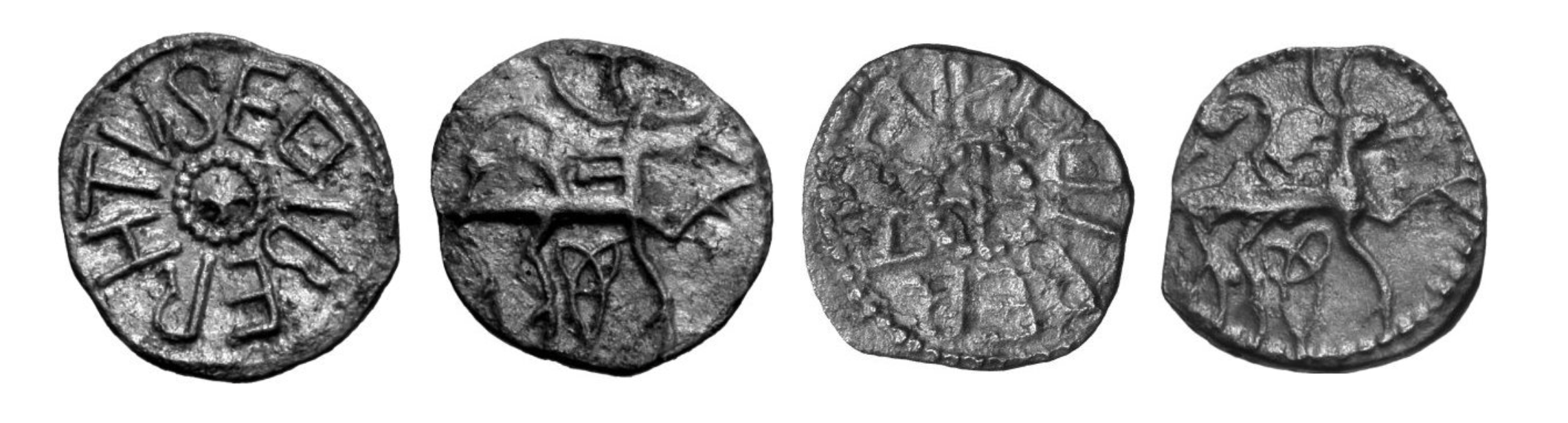 Four silver coins from the Middle Ages