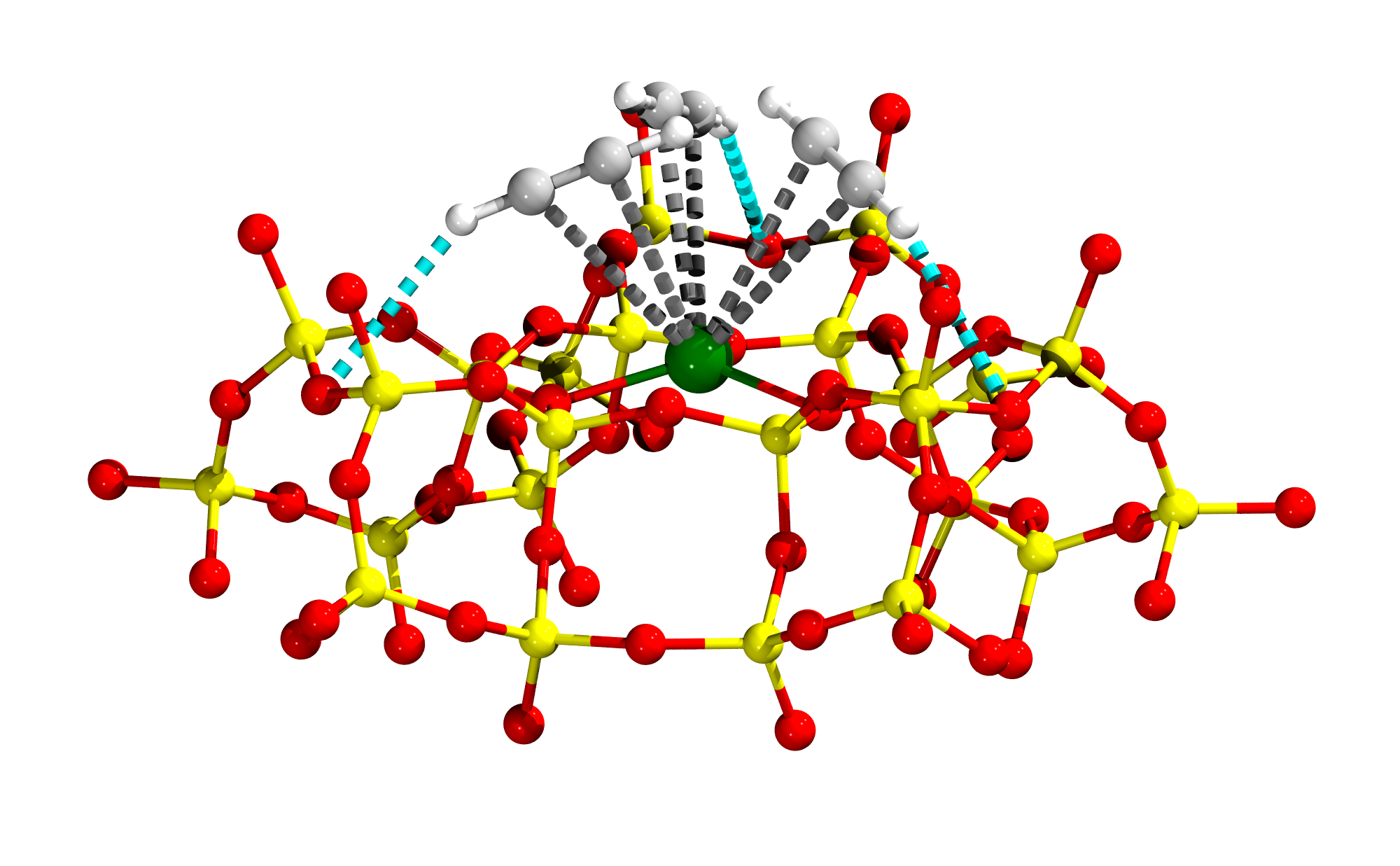 A graphic showing inelastic neutron scattering to understand the binding dynamics of the adsorbed molecules